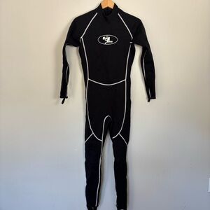 Sea Elite 3mm Men's Neoprene Full Length Wetsuit-Black/White-Men's Large-Surf